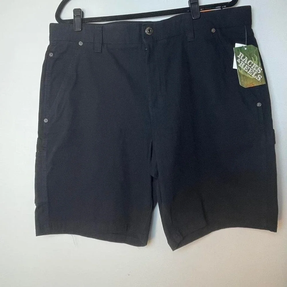 Black Racks & Reels cargo shorts Rugged outdoor Mens shorts 38